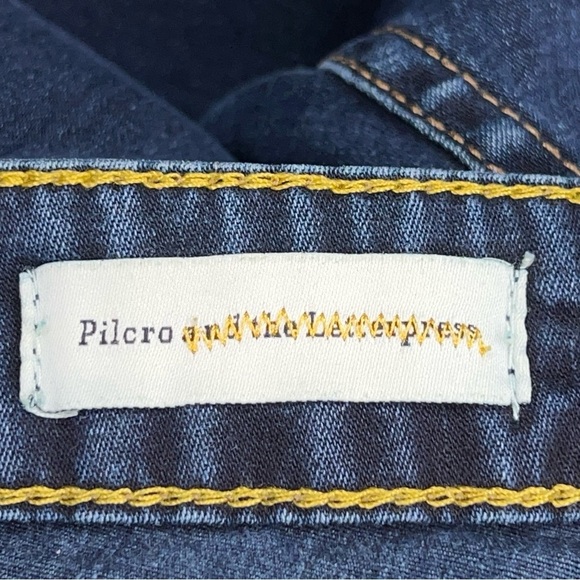 Size 25 Pilcro Jeans Low Rise Straight Dark Blue Denim Pants Stretch - Picture 10 of 13